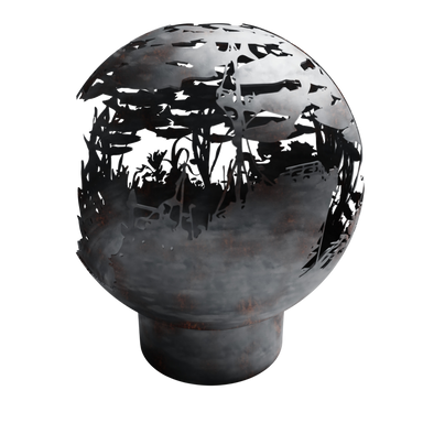 River Run Fire Pit Sphere in Raw Steel Finish