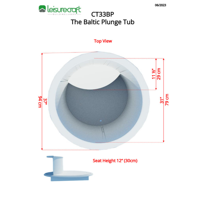 The Baltic Cold Plunge Tub Internal Dimensions