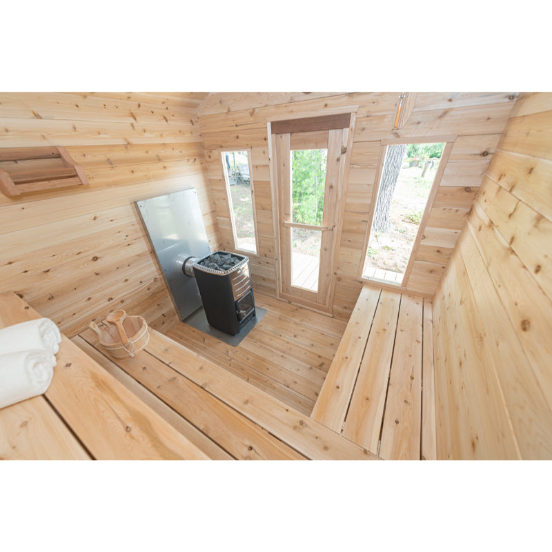 Dundalk Leisurecraft Georgian Cabin Sauna Inside View From Back Corner