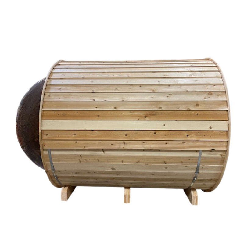 True North Saunas Outdoor Panoramic Dome Barrel Sauna Side View