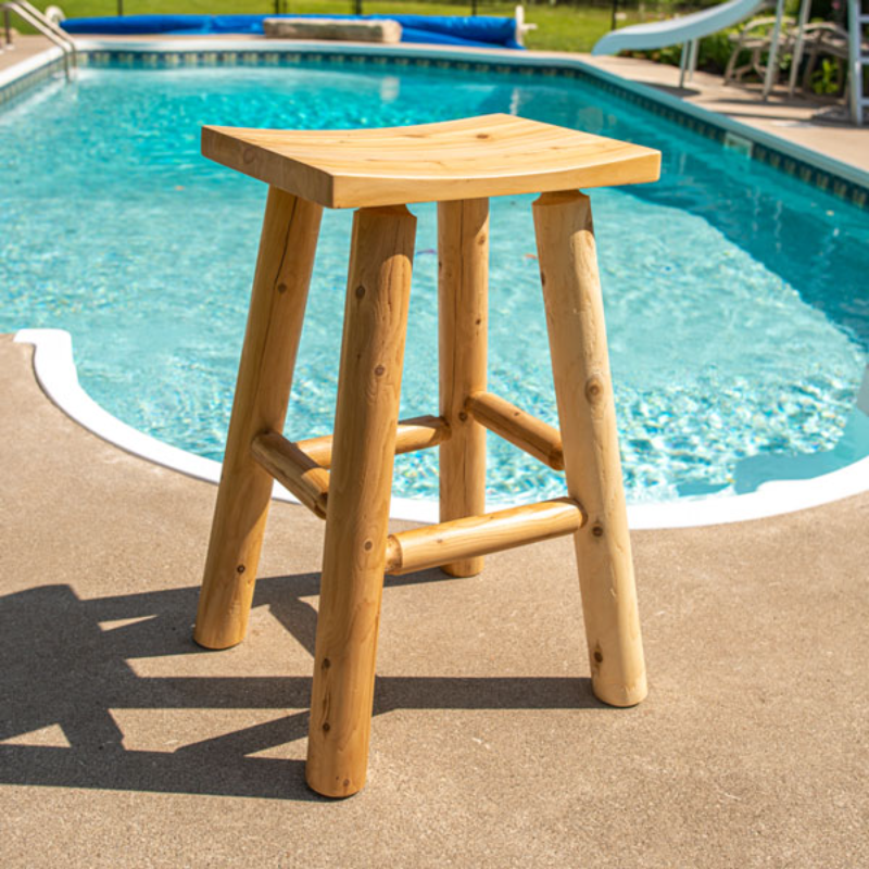 Dundalk Saddle Seat Bar Stool beside pool