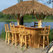 Log Stools around Tiki Bar