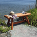 42 inch outdoor log cedar bench overlooking ocean