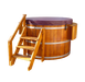 Northern Lights Classic Cedar Hot Tub with Stairs, skirting, and Maroon Cover