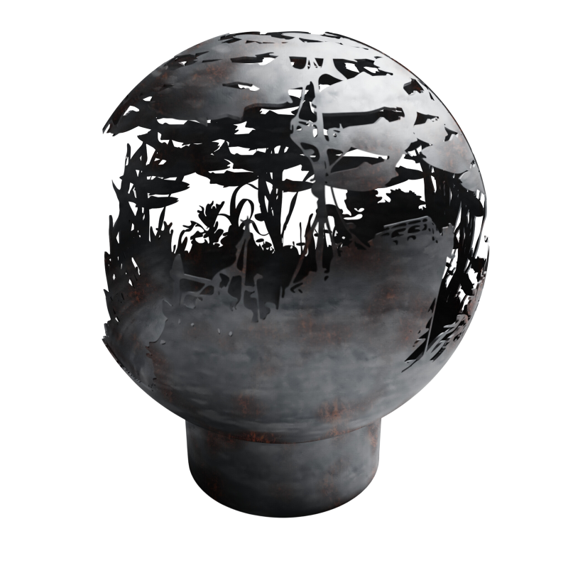 River Run Fire Pit Sphere in Raw Steel Finish