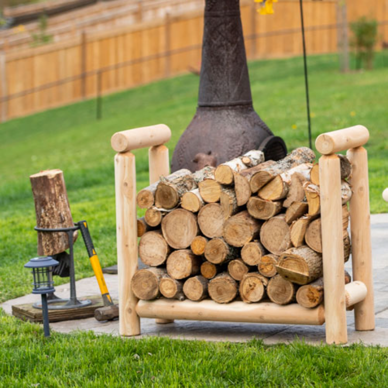 Cedar Log Firewood Rack
