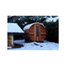 Northern Lights Red Cedar Barrel Sauna in the snow