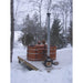 Friends enjoying a soak in their Woodfired Ofuro Tub in the snow