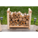 Cedar Log Firewood Rack on patio front view