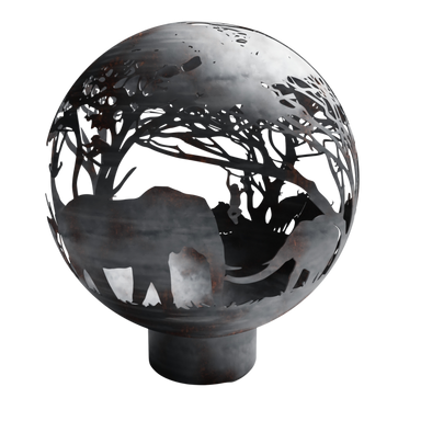 Savannah Fire Pit Sphere in Raw Steel Finish