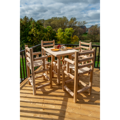 Cedar Captains Bar Stool around Bistro Table on Deck