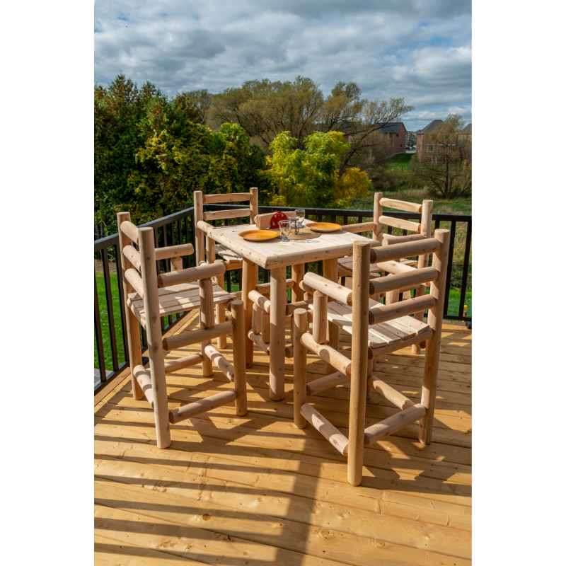 Cedar Captains Bar Stool around Bistro Table on Deck