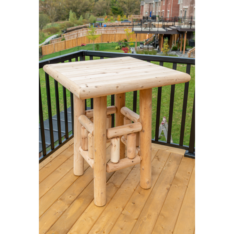 Cedar Log Bistro Table on Deck