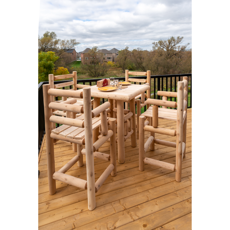 Cedar Log Bistro Table with Tables on Deck