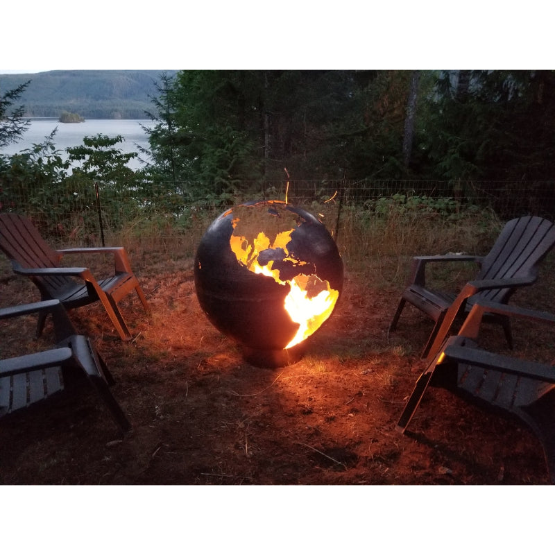 World Map Fire Pit Sphere