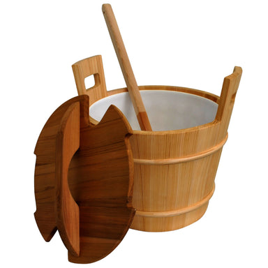 18L Cedar Bucket with Ladle, Liner, and Lid