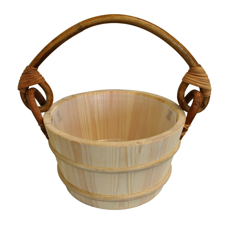 4L Pine Sauna Bucket with Rattan Handle